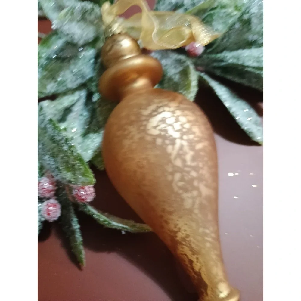 Frontgate Glass Finial‎ Christmas Ornament Gold Embellished Holiday Christmas